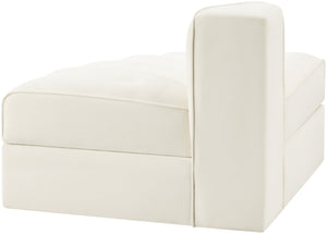 Meridian Furniture Rummi Channel Tufted Modular Accent Chair in Stain Resistant Performance Velvet for Living Room Cream 660Cream-RC