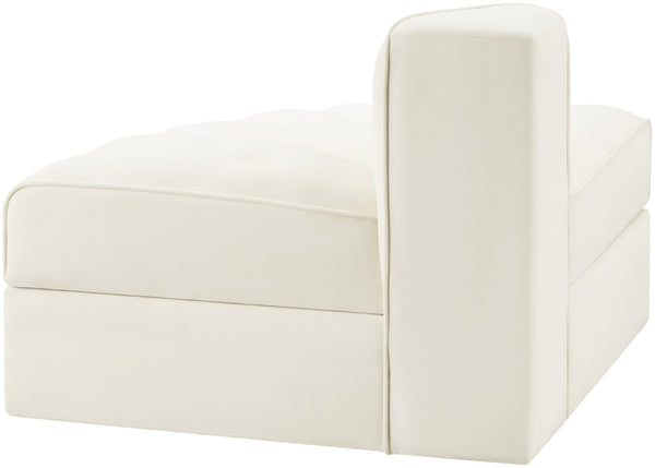 Meridian Furniture Rummi Channel Tufted Modular Accent Chair in Stain Resistant Performance Velvet for Living Room Cream 660Cream-RC