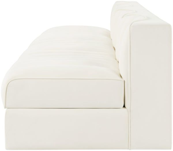 Meridian Furniture Rummi Four Piece Modular Sofa Channel Tufted Cream Velvet for Modern Living Rooms 660Cream-S116