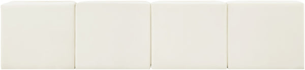 Meridian Furniture Rummi Four Piece Modular Sofa Channel Tufted Cream Velvet for Modern Living Rooms 660Cream-S116