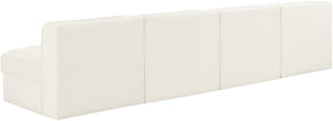 Meridian Furniture Rummi Four Piece Modular Sofa Channel Tufted Cream Velvet for Modern Living Rooms 660Cream-S116