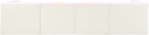 Meridian Furniture Rummi Four Piece Modular Sofa Cream Velvet Channel Tufted Low Profile Living Room 660Cream-S126
