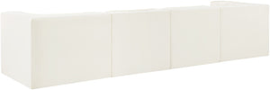 Meridian Furniture Rummi Four Piece Modular Sofa Cream Velvet Channel Tufted Low Profile Living Room 660Cream-S126