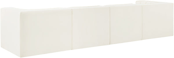 Meridian Furniture Rummi Four Piece Modular Sofa Cream Velvet Channel Tufted Low Profile Living Room 660Cream-S126