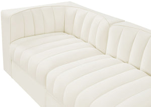 Meridian Furniture Rummi Five Piece Channel Tufted Modular Sofa in Stain Resistant Cream Velvet 660Cream-S155