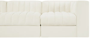 Meridian Furniture Rummi Five Piece Channel Tufted Modular Sofa in Stain Resistant Cream Velvet 660Cream-S155