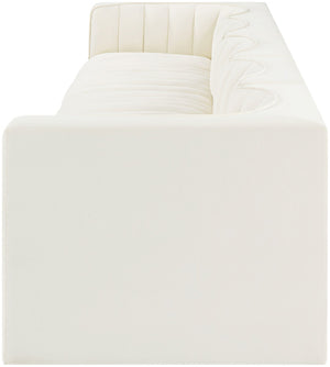 Meridian Furniture Rummi Five Piece Channel Tufted Modular Sofa in Stain Resistant Cream Velvet 660Cream-S155