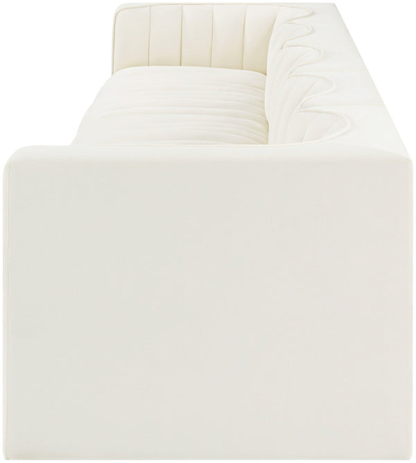 Meridian Furniture Rummi Five Piece Channel Tufted Modular Sofa in Stain Resistant Cream Velvet 660Cream-S155