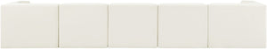 Meridian Furniture Rummi Five Piece Channel Tufted Modular Sofa in Stain Resistant Cream Velvet 660Cream-S155