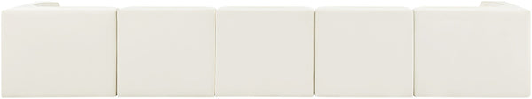 Meridian Furniture Rummi Five Piece Channel Tufted Modular Sofa in Stain Resistant Cream Velvet 660Cream-S155