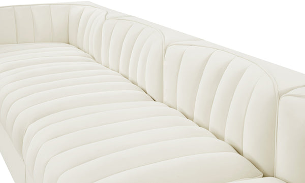 Meridian Furniture Rummi Five Piece Channel Tufted Modular Sofa in Stain Resistant Cream Velvet 660Cream-S155