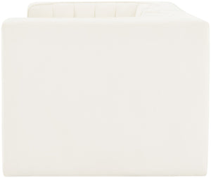 Meridian Furniture Rummi Channel Tufted Modular Loveseat in Stain Resistant Performance Velvet for Modern Living Cream 68 inches 660Cream-S68