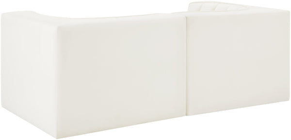 Meridian Furniture Rummi Channel Tufted Modular Loveseat in Stain Resistant Performance Velvet for Modern Living Cream 68 inches 660Cream-S68