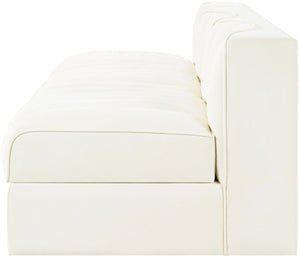 Meridian Furniture Rummi Three Piece Modular Sofa in Channel Tufted Cream Velvet for Living Rooms 660Cream-S87