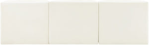 Meridian Furniture Rummi Three Piece Modular Sofa in Channel Tufted Cream Velvet for Living Rooms 660Cream-S87