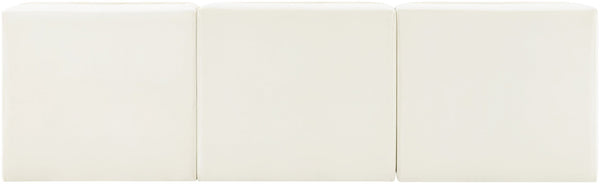 Meridian Furniture Rummi Three Piece Modular Sofa in Channel Tufted Cream Velvet for Living Rooms 660Cream-S87