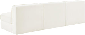 Meridian Furniture Rummi Three Piece Modular Sofa in Channel Tufted Cream Velvet for Living Rooms 660Cream-S87