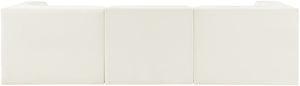Meridian Furniture Rummi Three Piece Modular Sofa Channel Tufted Velvet Performance Fabric Contemporary 660Cream-S97