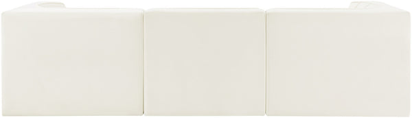 Meridian Furniture Rummi Three Piece Modular Sofa Channel Tufted Velvet Performance Fabric Contemporary 660Cream-S97