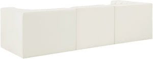 Meridian Furniture Rummi Three Piece Modular Sofa Channel Tufted Velvet Performance Fabric Contemporary 660Cream-S97