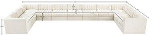 Meridian Furniture Rummi Channel Tufted Velvet Modular Sectional Eleven Piece Living Room Seating 660Cream-Sec11A