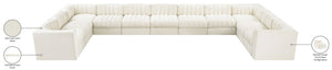 Meridian Furniture Rummi Channel Tufted Velvet Modular Sectional Eleven Piece Living Room Seating 660Cream-Sec11A
