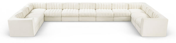 Meridian Furniture Rummi Channel Tufted Velvet Modular Sectional Eleven Piece Living Room Seating 660Cream-Sec11A