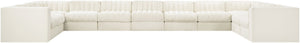 Meridian Furniture Rummi Channel Tufted Velvet Modular Sectional Eleven Piece Living Room Seating 660Cream-Sec11A
