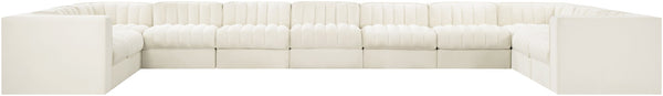 Meridian Furniture Rummi Channel Tufted Velvet Modular Sectional Eleven Piece Living Room Seating 660Cream-Sec11A