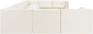 Meridian Furniture Rummi Channel Tufted Velvet Modular Sectional Eleven Piece Living Room Seating 660Cream-Sec11A