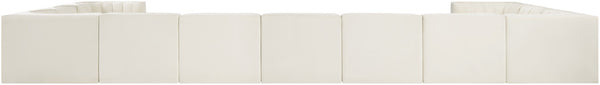 Meridian Furniture Rummi Channel Tufted Velvet Modular Sectional Eleven Piece Living Room Seating 660Cream-Sec11A