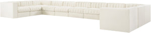 Meridian Furniture Rummi Channel Tufted Velvet Modular Sectional Eleven Piece Living Room Seating 660Cream-Sec11A
