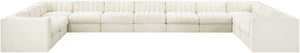 Meridian Furniture Rummi Channel Tufted Velvet Modular Sectional Eleven Piece Living Room Seating 660Cream-Sec11A