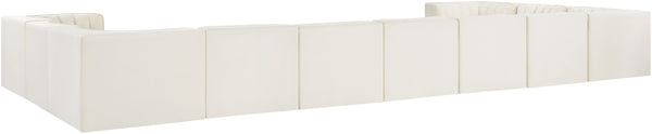 Meridian Furniture Rummi Channel Tufted Velvet Modular Sectional Eleven Piece Living Room Seating 660Cream-Sec11A