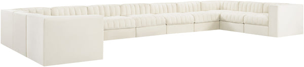 Meridian Furniture Rummi Channel Tufted Velvet Modular Sectional Eleven Piece Living Room Seating 660Cream-Sec11A