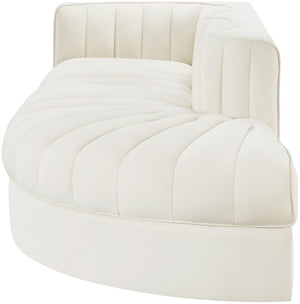 Meridian Furniture Rummi Channel Tufted Velvet Modular Sectional Sofa with Solid Wood Frame for Modern Living Cream 660Cream-Sec3A