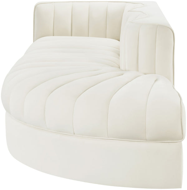 Meridian Furniture Rummi Channel Tufted Velvet Modular Sectional Sofa with Solid Wood Frame for Modern Living Cream 660Cream-Sec3A