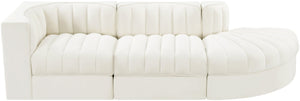 Meridian Furniture Rummi Channel Tufted Velvet Modular Sectional Sofa with Solid Wood Frame for Modern Living Cream 660Cream-Sec3A