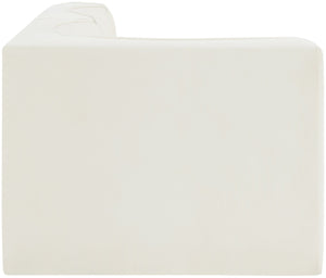 Meridian Furniture Rummi Channel Tufted Velvet Modular Sectional Sofa with Solid Wood Frame for Modern Living Cream 660Cream-Sec3A