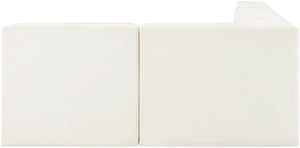 Meridian Furniture Rummi Four Piece Modular Sectional Cream Velvet Channel Tufted Low Profile Sofa 660Cream-Sec4A