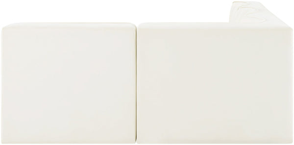 Meridian Furniture Rummi Four Piece Modular Sectional Cream Velvet Channel Tufted Low Profile Sofa 660Cream-Sec4A