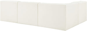 Meridian Furniture Rummi Four Piece Modular Sectional Cream Velvet Channel Tufted Low Profile Sofa 660Cream-Sec4A