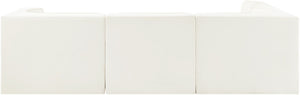 Meridian Furniture Rummi Channel Tufted Cream Velvet Modular Sectional Sofa for Open Plan Living 660Cream-Sec4B