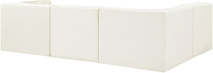 Meridian Furniture Rummi Channel Tufted Cream Velvet Modular Sectional Sofa for Open Plan Living 660Cream-Sec4B