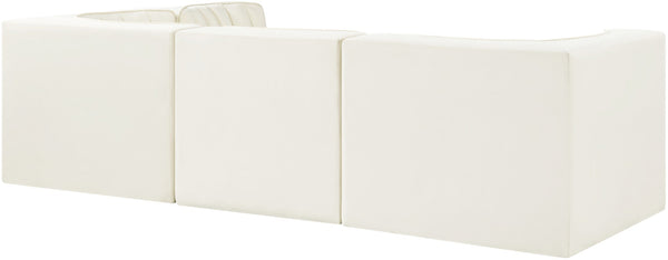 Meridian Furniture Rummi Channel Tufted Cream Velvet Modular Sectional Sofa for Open Plan Living 660Cream-Sec4B