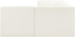 Meridian Furniture Rummi Channel Tufted Cream Velvet Modular Sectional Sofa for Open Plan Living 660Cream-Sec4B