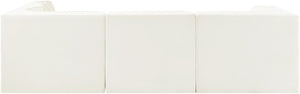 Meridian Furniture Rummi Channel Tufted Cream Velvet Modular Sectional Sofa for Open Plan Living 660Cream-Sec4B