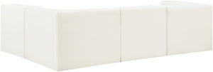 Meridian Furniture Rummi Channel Tufted Cream Velvet Modular Sectional Sofa for Open Plan Living 660Cream-Sec4B