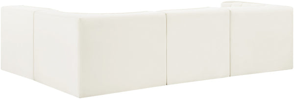 Meridian Furniture Rummi Channel Tufted Cream Velvet Modular Sectional Sofa for Open Plan Living 660Cream-Sec4B