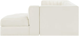 Meridian Furniture Rummi Channel Tufted Cream Velvet Modular Sectional for Contemporary Living Rooms 660Cream-Sec4C